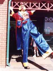 Kallie the clown on stilts